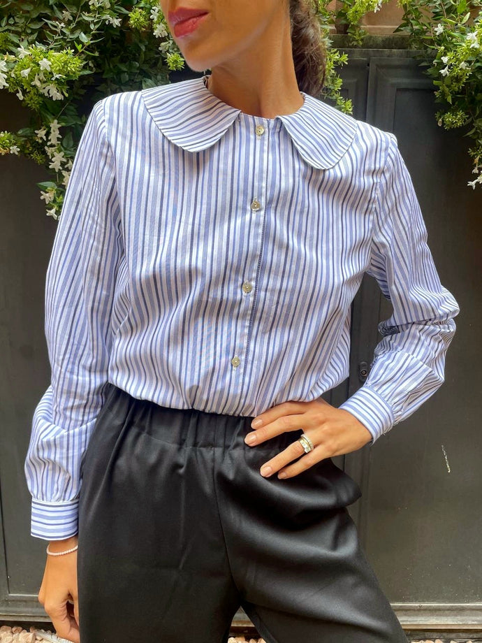 Camicia colletto righe blu