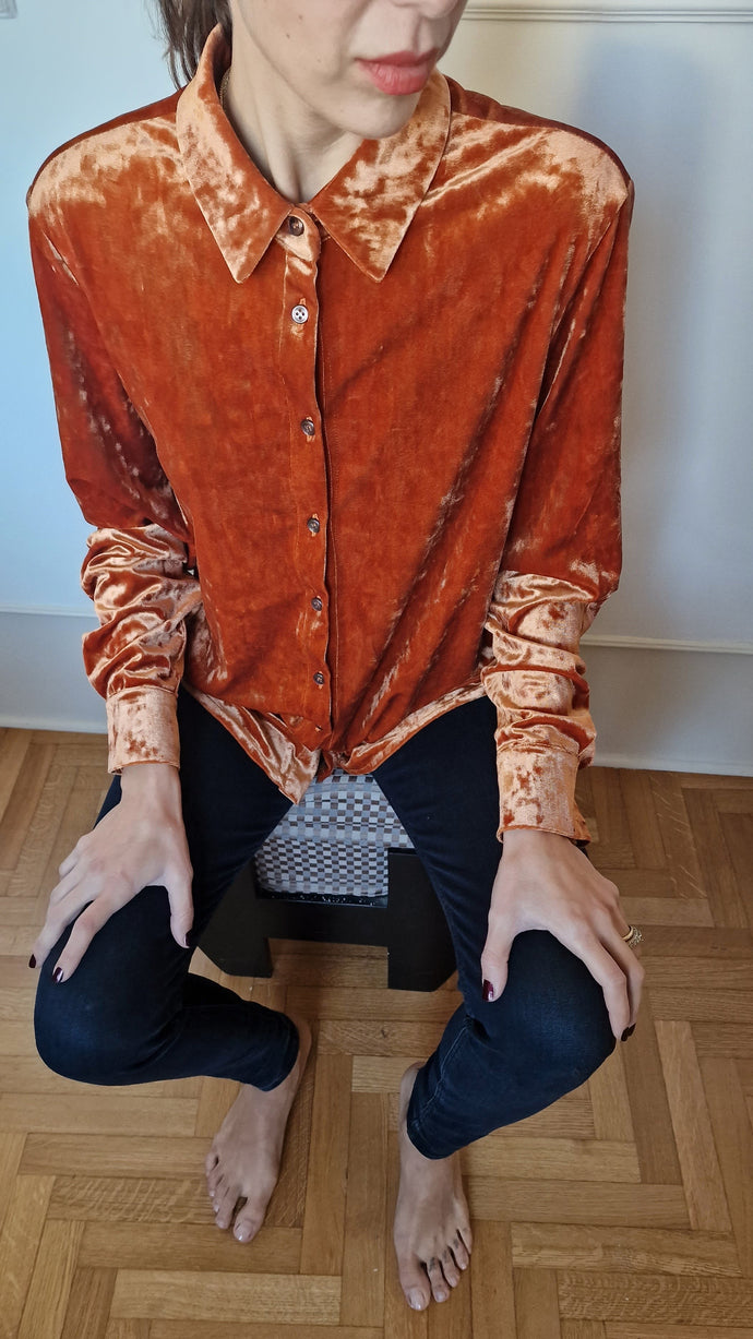 ALICE camicia in velluto ruggine