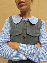 Carica l&#39;immagine nel visualizzatore di Gallery, Camicia colletto righe blu
