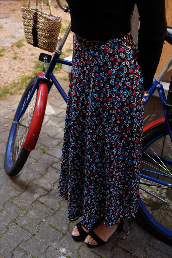 SAIGON midi skirt flower blu