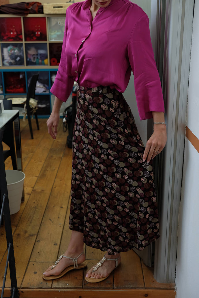 SAIGON midi skirt flower brown
