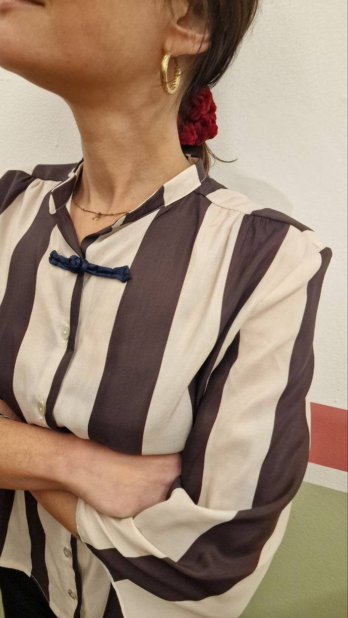 Vittoria stripes shirt - seta a righe e alamaro