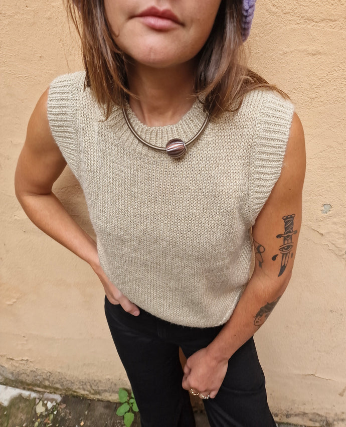 Gilet lurex beige