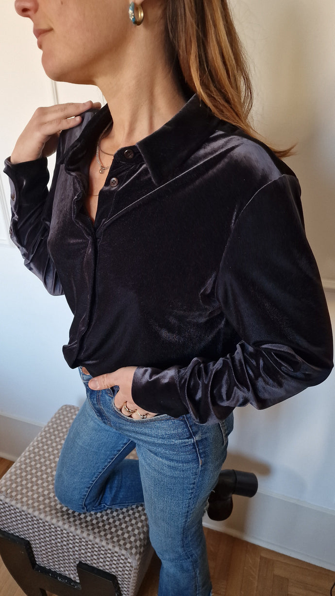 ALICE camicia in velluto nero